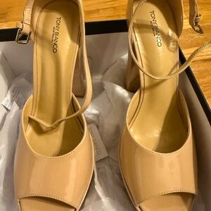 Tony Bianco Jayze nude patent sandals